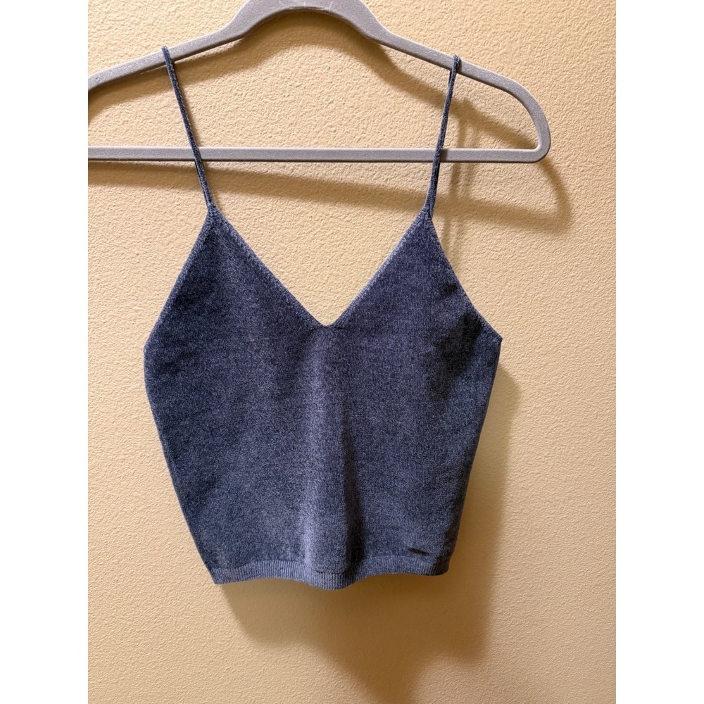 Garage Women's Chenille Tiny Strap V-Neck Cami Burnt Ash Grey Large NEW